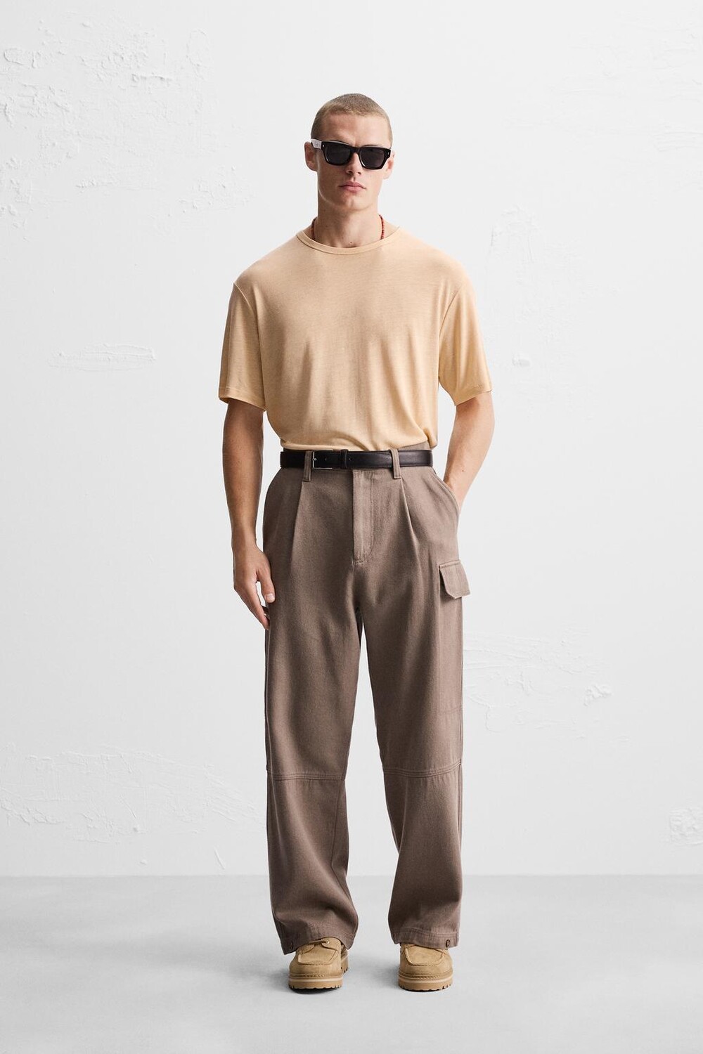 

Лиоцелль - льняная футболка ZARA, цвет salmon