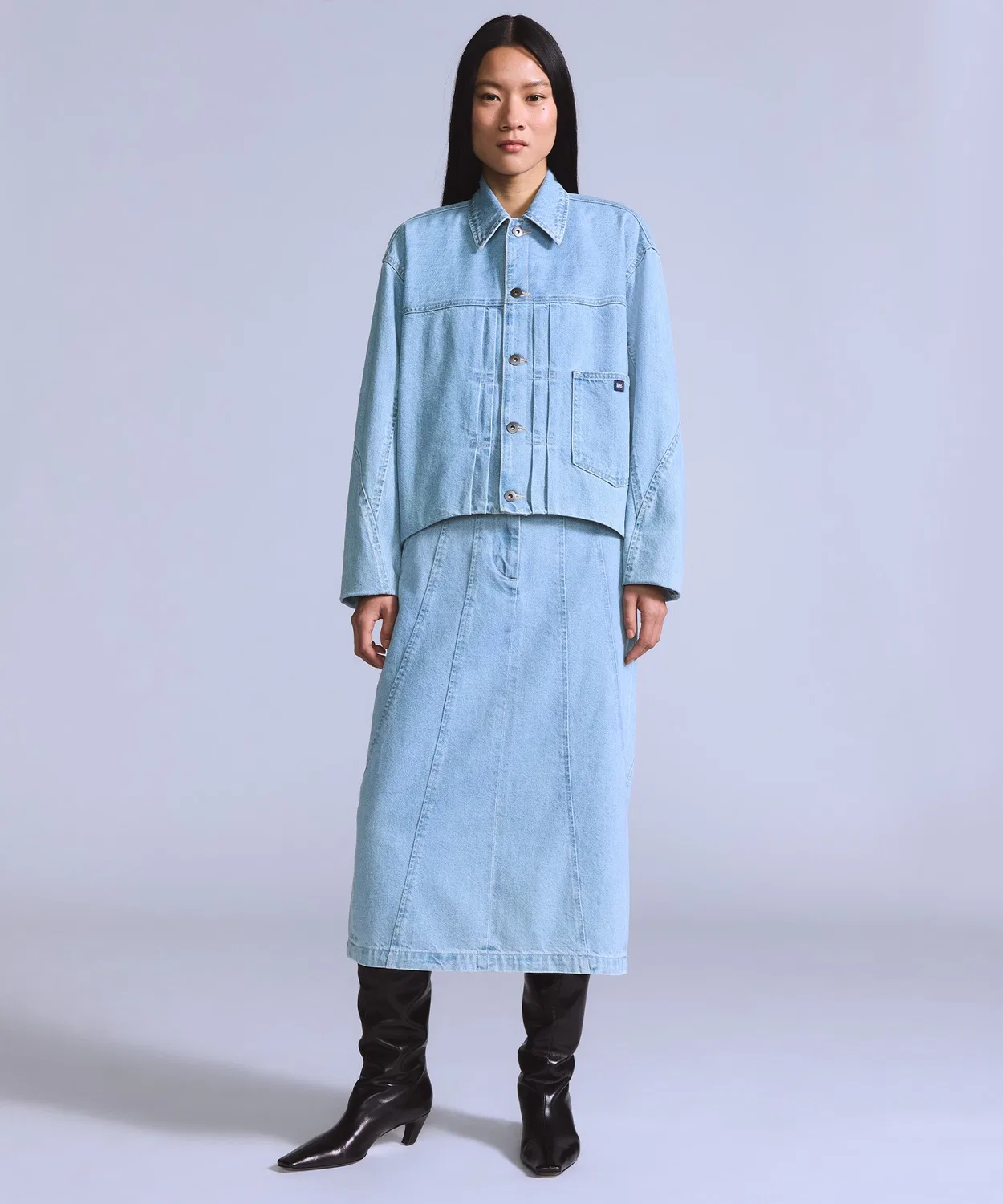 Юбка Levi's Blue Tab Seamed с вытачками, миди, деним, индиго — фото 2