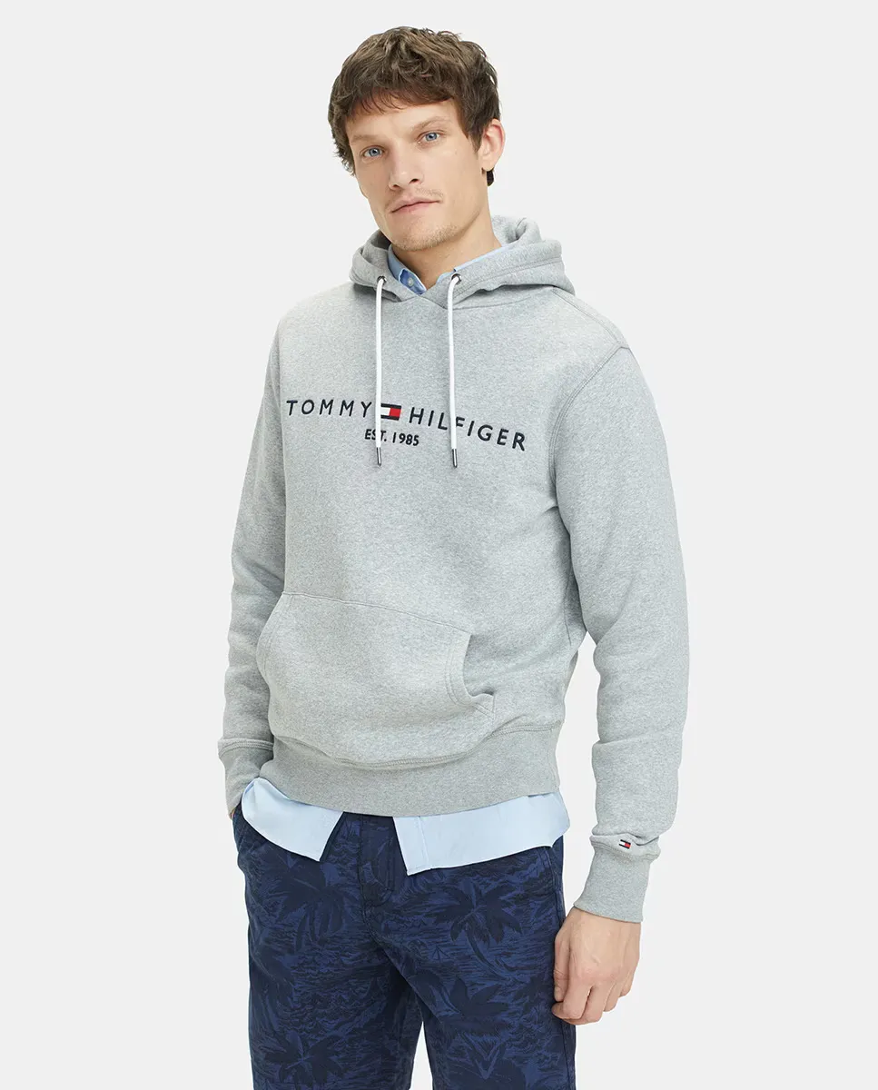 

Серая мужская толстовка с капюшоном Tommy Hilfiger, светло-серый