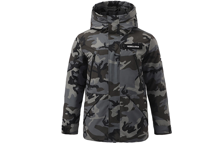 

LINING Спортивная модная куртка пуховик мужская черно-зеленая, Black Green