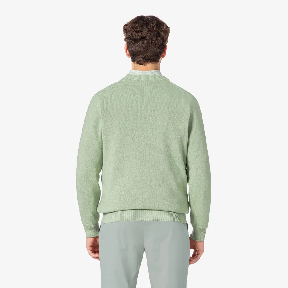 Мужской зелёный пуловер с круглым вырезом из хлопка и бумаги от Lacoste — фото 3