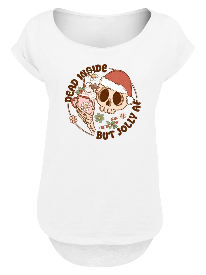 

Футболка F4NT4STIC Long Cut T-Shirt Dead inside but jolly AF Weihnachten, белый