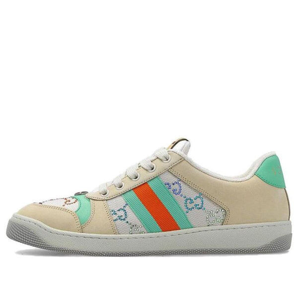 Кроссовки screener 'gg crystals - beige green orange' Gucci, бежевый