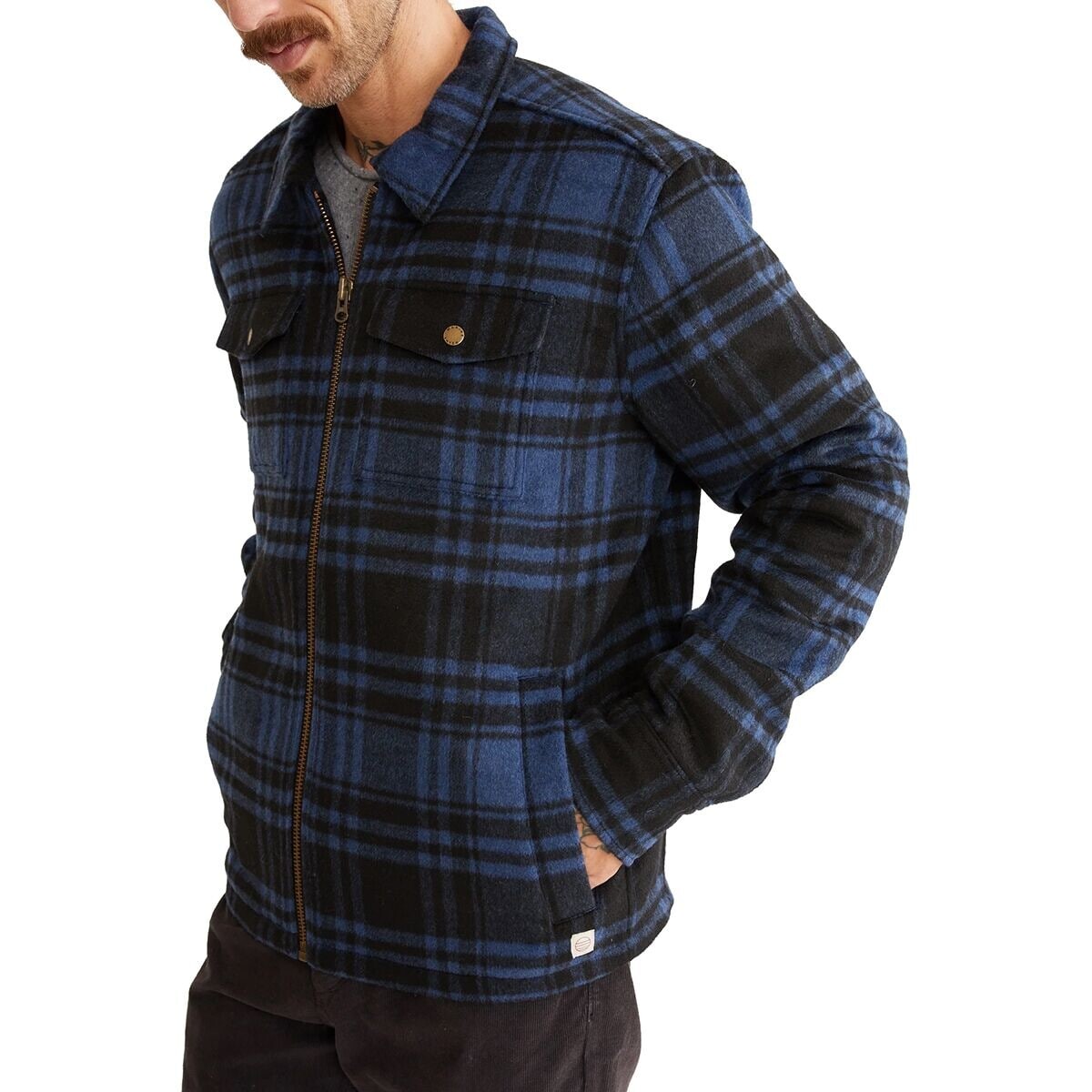 

Клетчатая куртка на молнии Marine Layer, цвет blue/oatmeal plaid