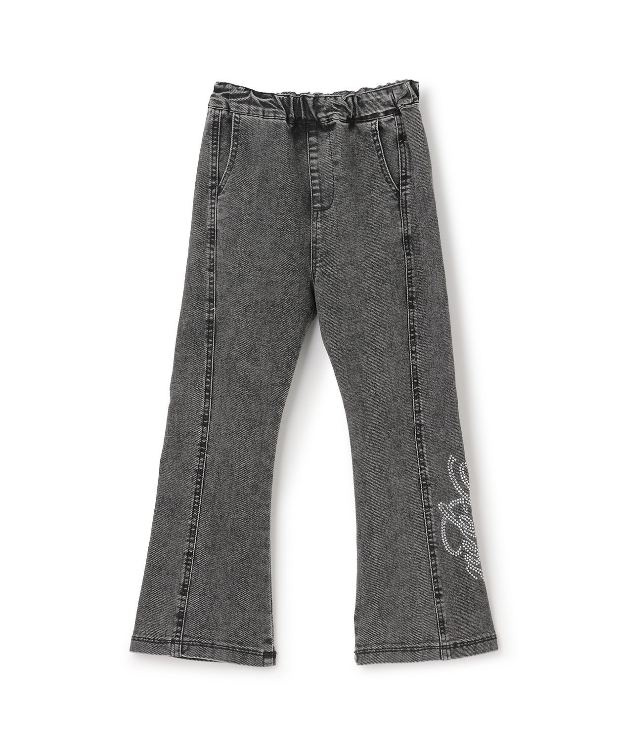 Расклешенные джинсы с логотипом из страз X-girl Stages, Black