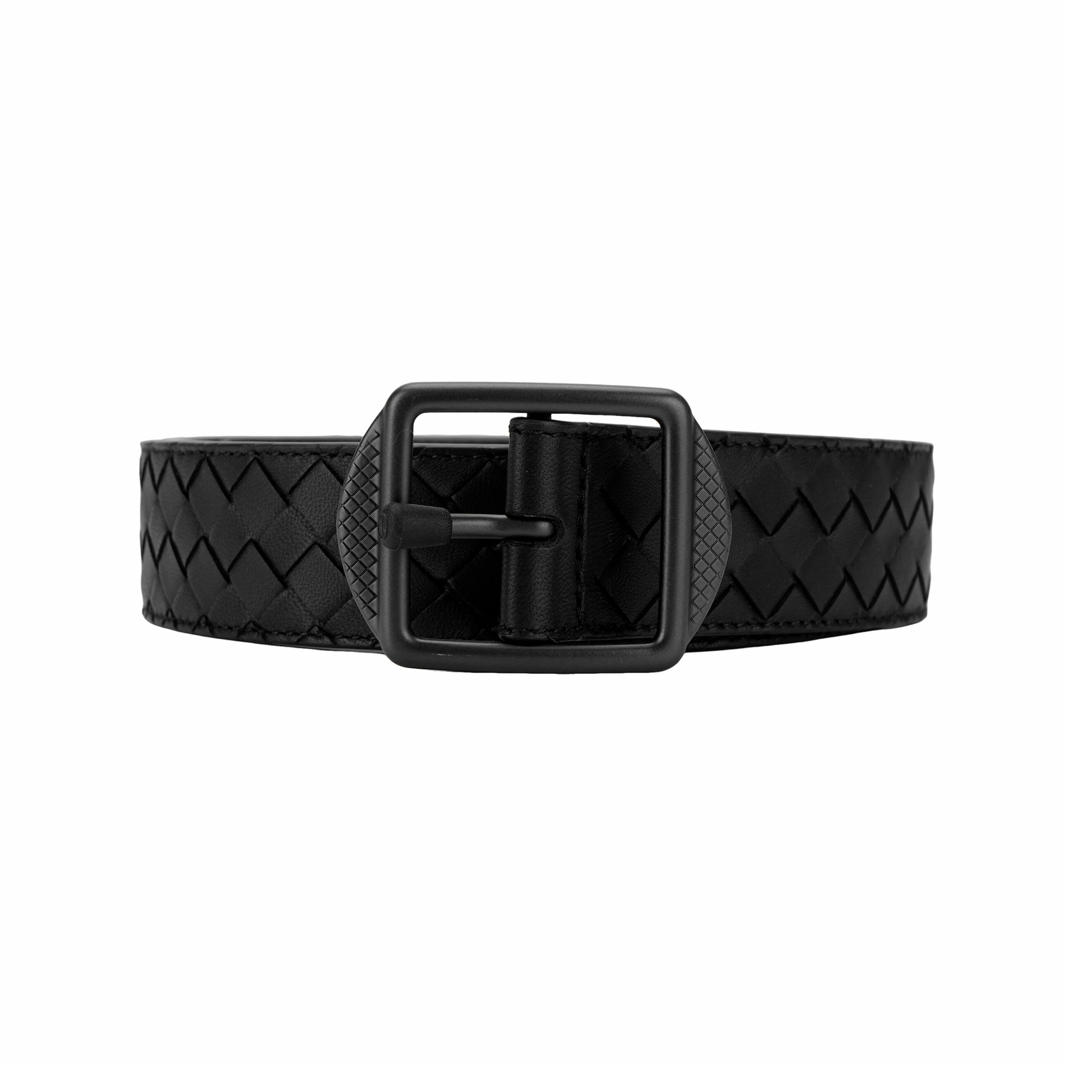 Bottega Veneta Мужской ремень из ягненка черный шириной 3,5 см, Black — фото 3
