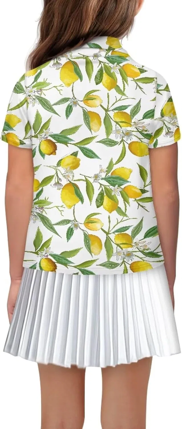 Детская поло с коротким рукавом, Jekioweii, Lemon Print, размеры 5-16 — фото 2