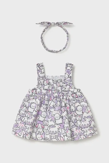 Платье детское с цветочным узором Mayoral Newborn, фиолетовый — фото 2