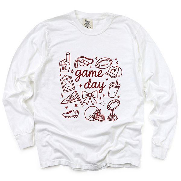 

Футболка с длинным рукавом Game day с принтом в виде коллажа Simply Sage Market, White, Белый, Футболка с длинным рукавом Game day с принтом в виде коллажа Simply Sage Market, White