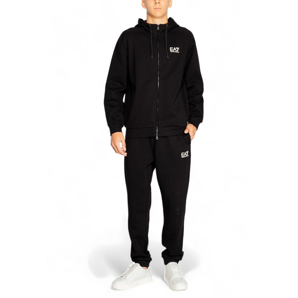 

Черно-белый хлопковый спортивный костюм Armani EA7 Emporio