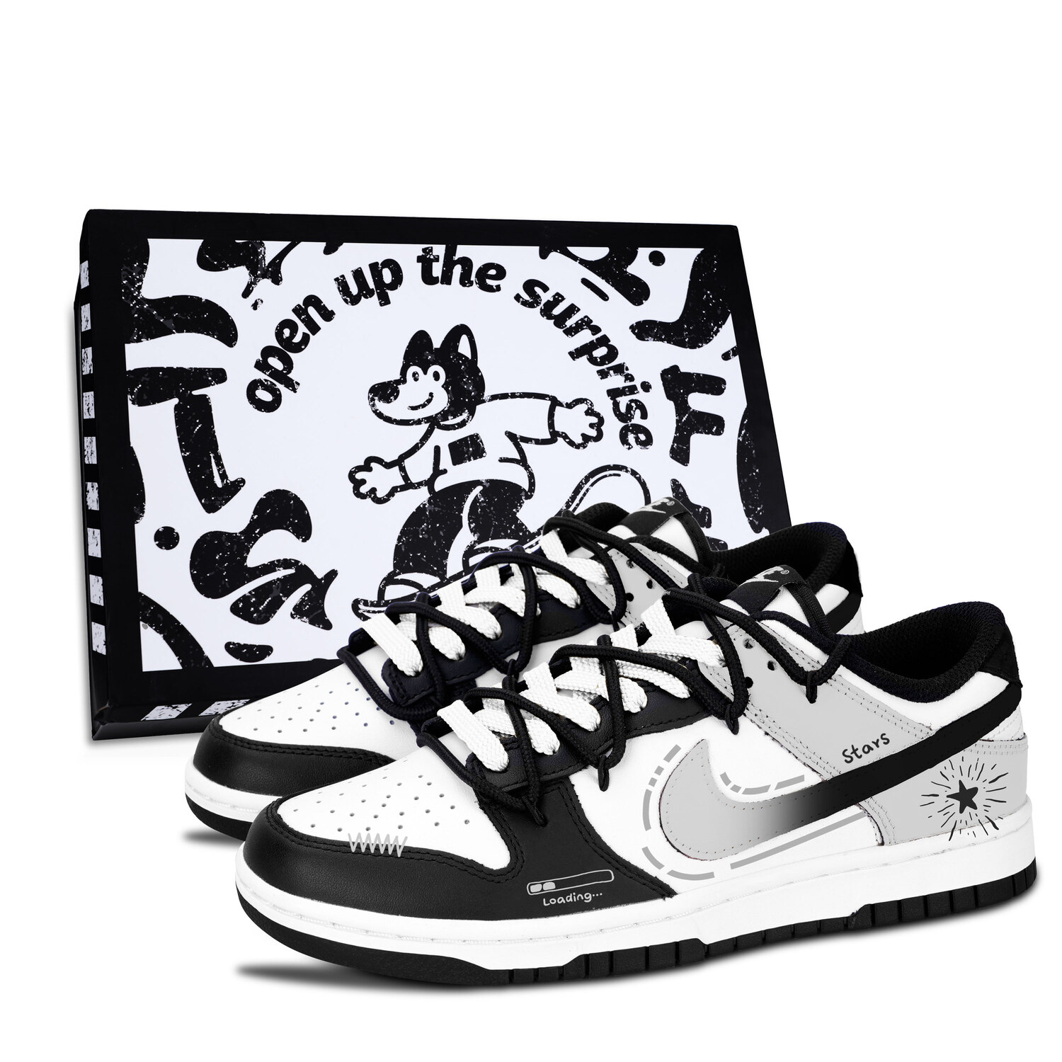 

Dunk Black White, Star Future устойчивые к истиранию низкие кроссовки для скейтбординга Unisex Nike, серый