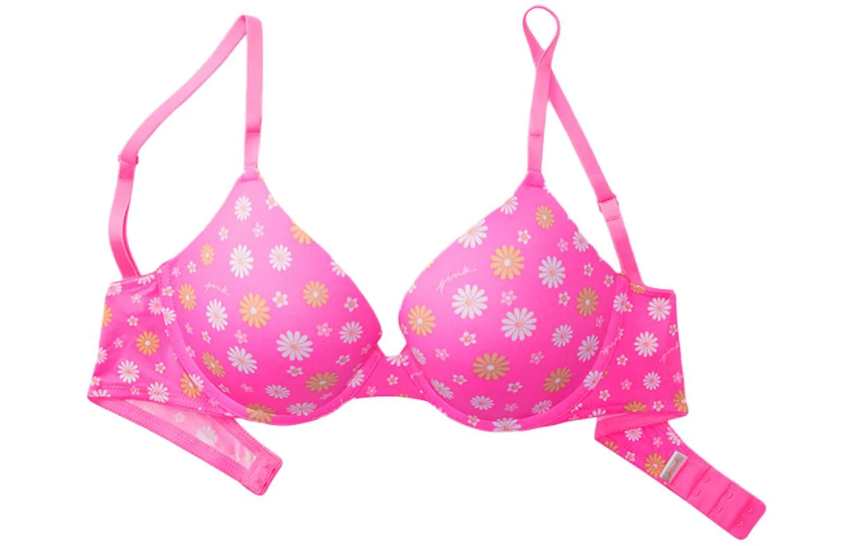 Victoria's Secret Бюстгальтер женский розовый с принтом ромашки