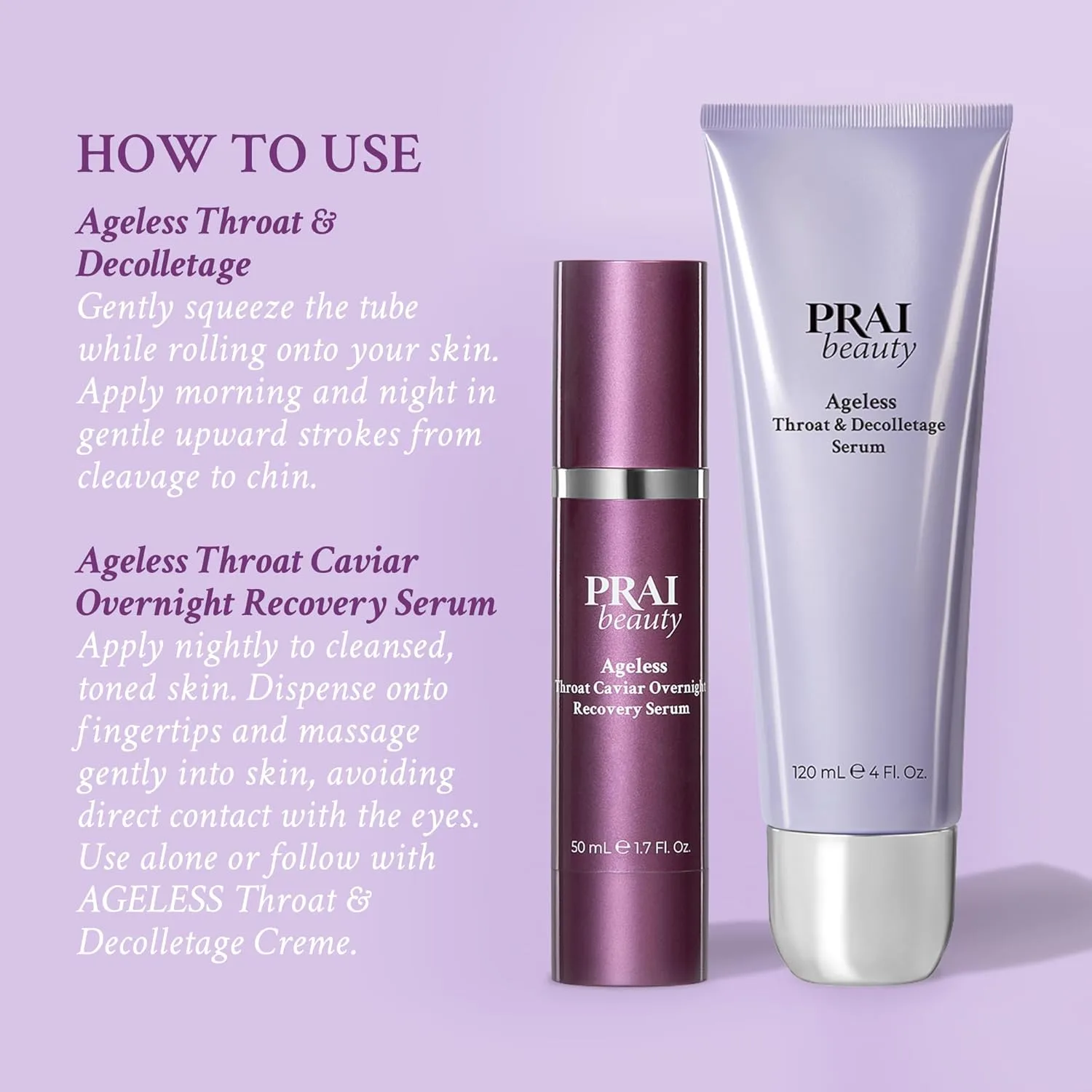 PRAI Beauty Ageless Throat & Decolletage Duo - сыворотки для шеи и декольте утром и вечером, против старения, увлажнение, коллаген, разглаживание морщин — фото 4