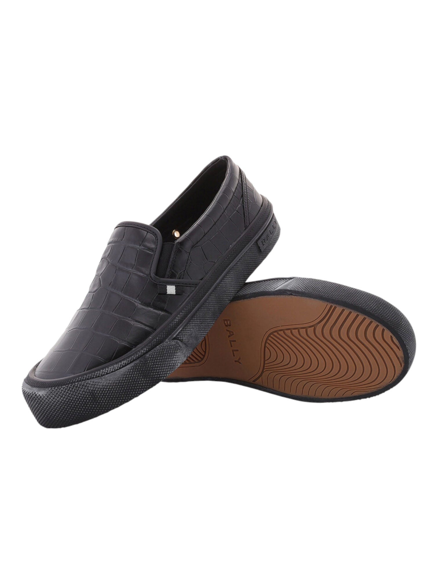 Bally Leory 6305333 Мужские черные кроссовки из тисненой кожи под крокодила — фото 4