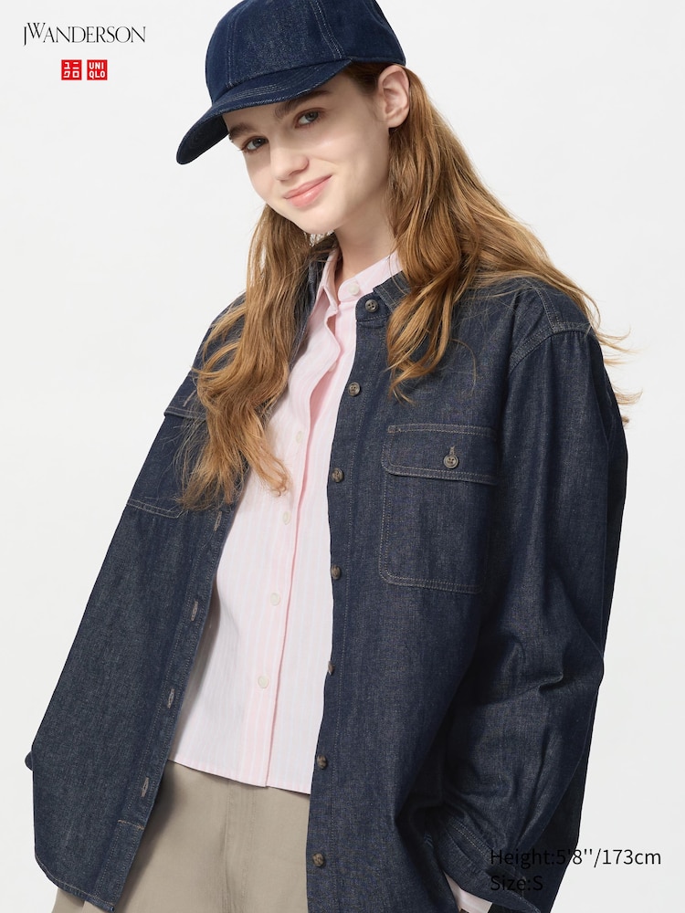 

Рубашка джинсовая оверсайз Uniqlo, цвет 69 синий