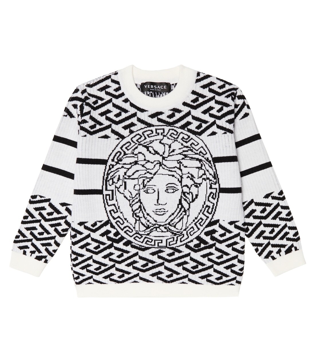 

Шерстяной свитер интарсия с декором Medusa Versace, белый