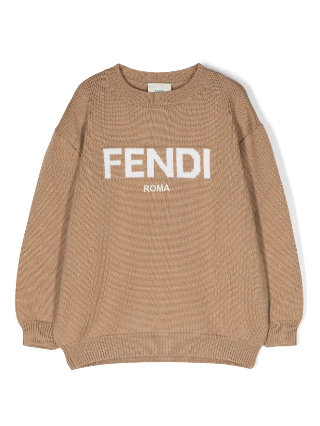 

Шерстяной джемпер с логотипом Fendi Kids, нейтральный