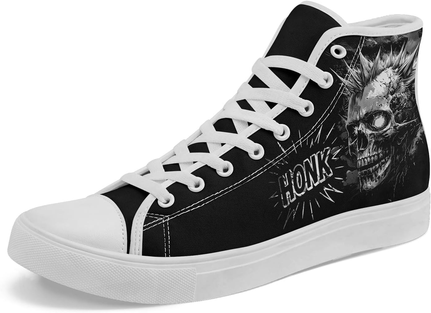 

Унисекс высокие кеды с готическим черепом для мужчин и женщин, стильные панк-кеды с изображением черепа, удобная повседневная обувь на плоской подошве Awsole, белый/черный/серый