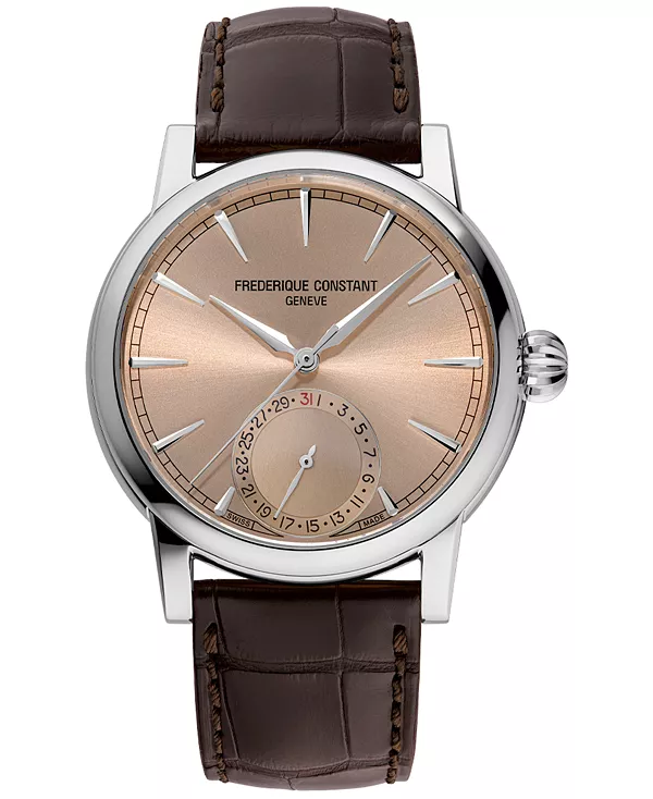 

Мужские швейцарские автоматические классические часы с датой, коричневый кожаный ремешок, 40 мм Frederique Constant, brown