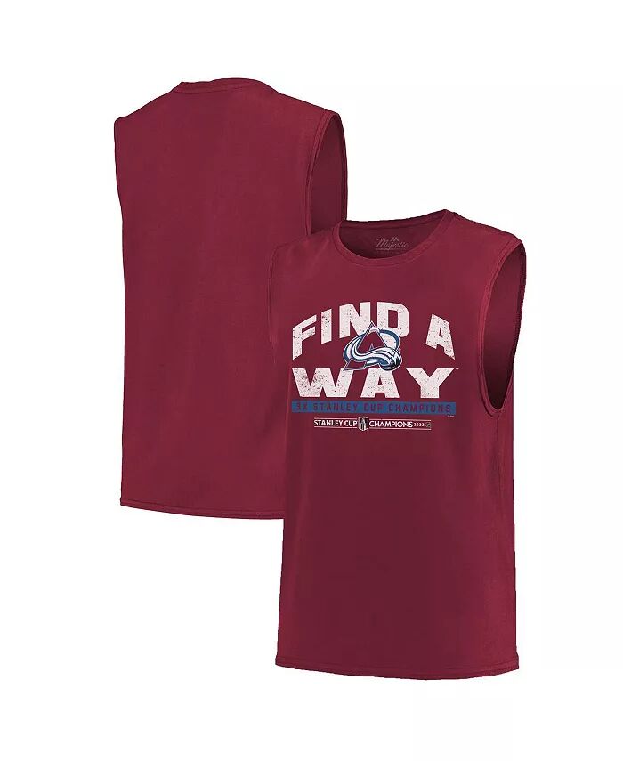 

Майка мужская Threads бордовая Colorado Avalanche 2022 Stanley Cup Champions Softhand Muscle Majestic