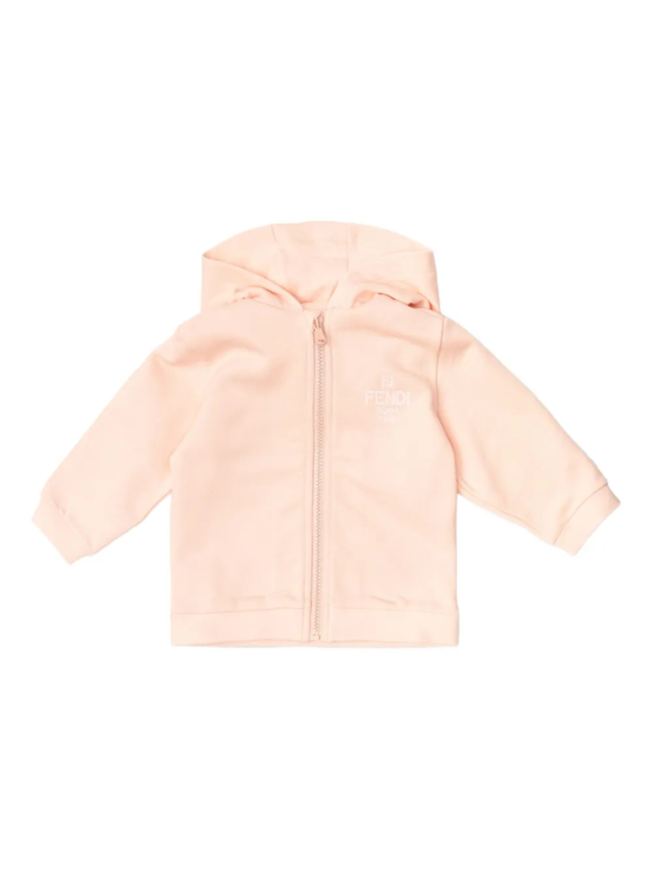 

Толстовка с капюшоном на молнии с вышитым логотипом Fendi Kids, розовый