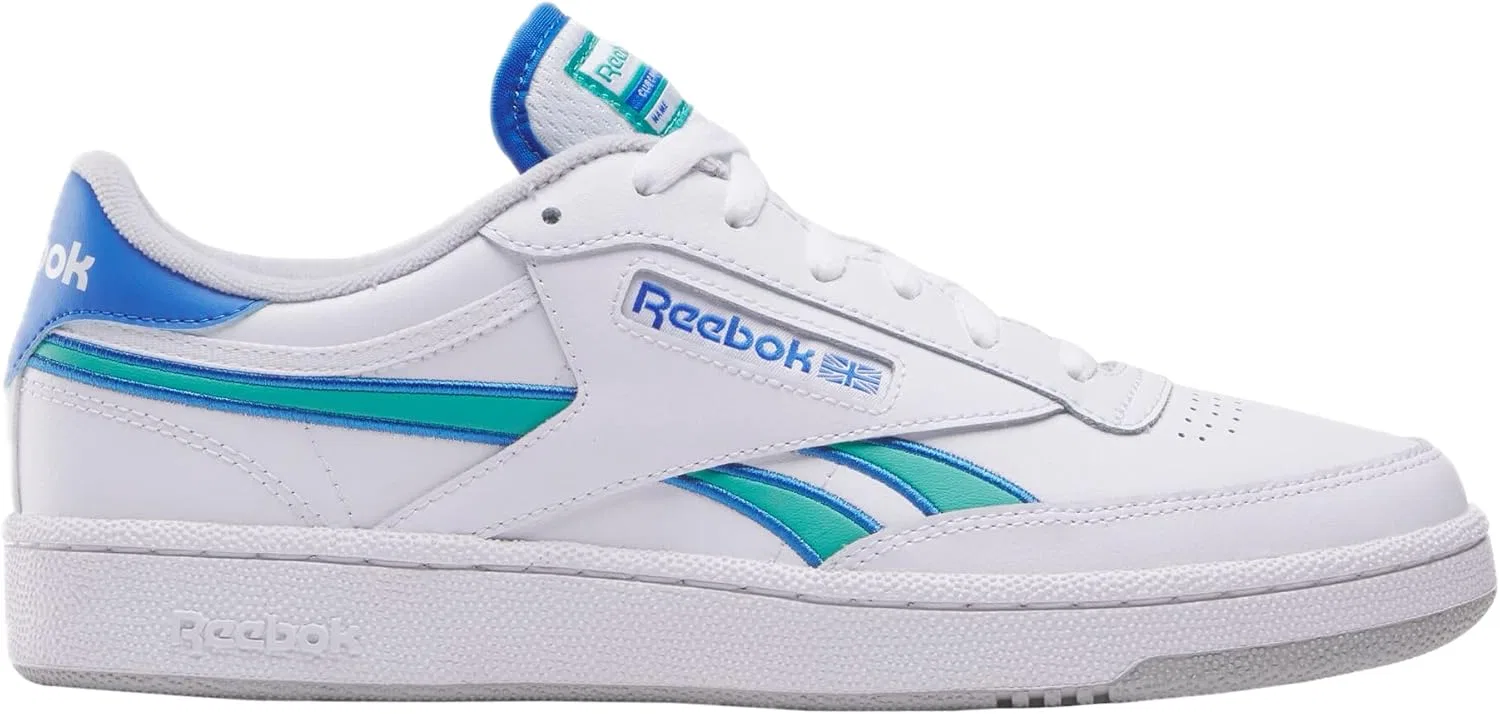 Кроссовки теннисные Reebok Club C Revenge, White/Kinetic Blue/Unleashed Green