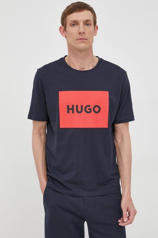 

Хлопковая футболка HUGO Hugo, темно-синий
