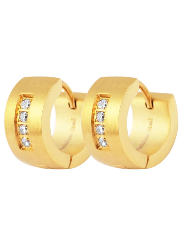 

Adeliás Женские серьги - серьги-кольца на шарнирах из нержавеющей стали с золотыми стразами