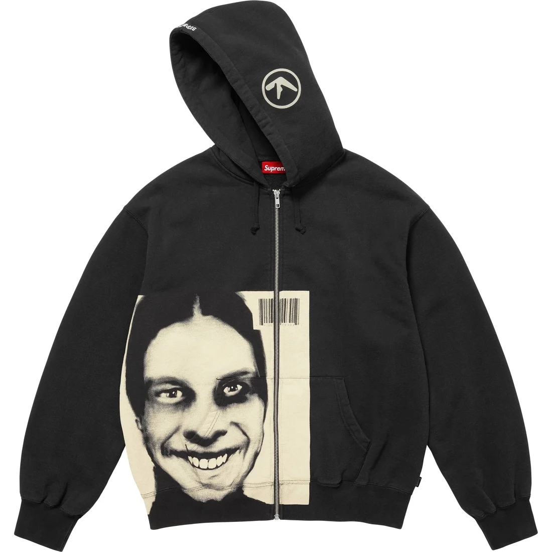 Толстовка с капюшоном Aphex Twin на молнии Supreme, серый — фото 4