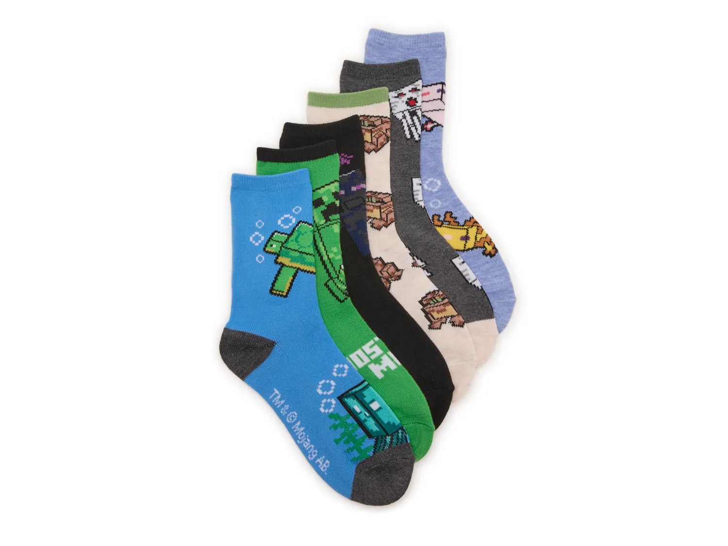 

Носки Minecraft Minecraft Kids' Crew Socks - 6 Pack, мультиколор