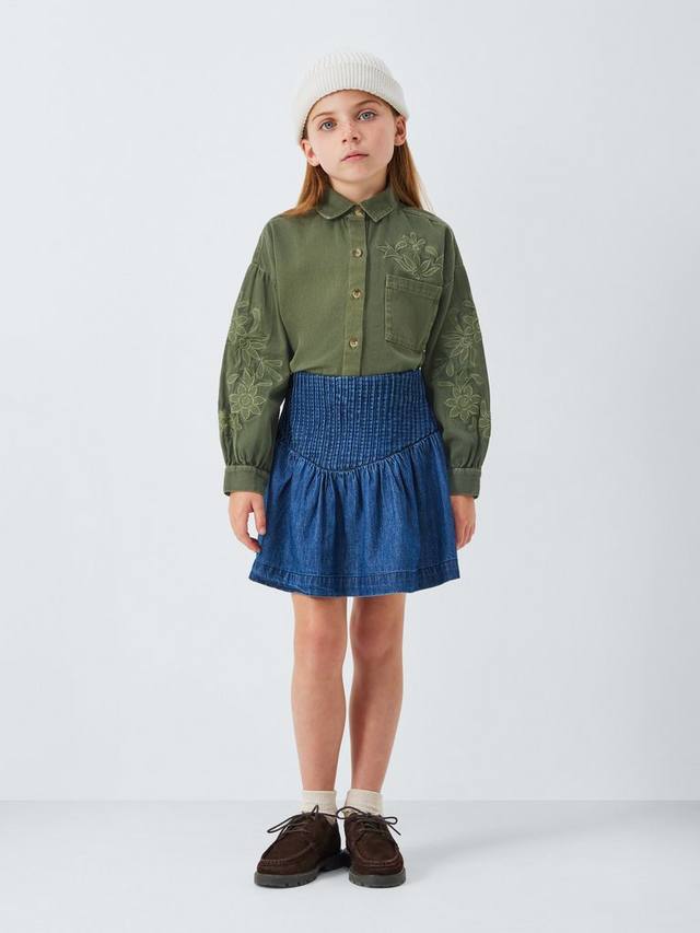 Детская шапка с вышивкой цветочным узором John Lewis, Khaki — фото 2