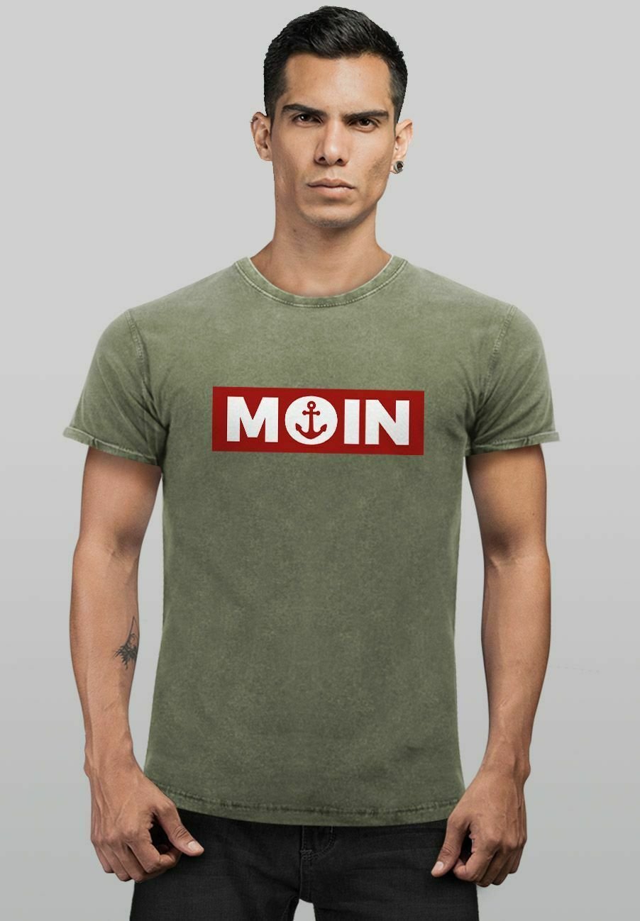 

Футболка с принтом VINTAGE MOIN NORDDEUTSCH MORGEN ANKER Neverless, оливковый
