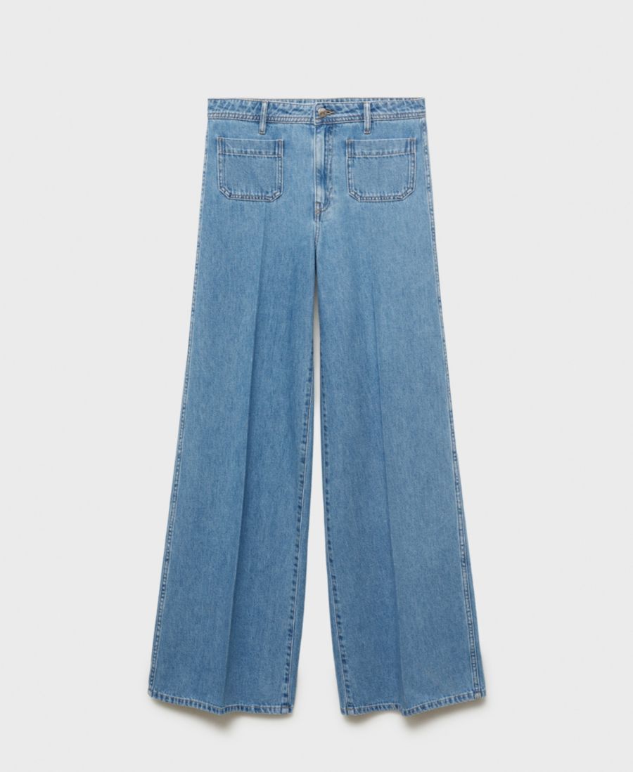 

Женские джинсы с высокой посадкой и широкими штанинами MANGO, Medium Blue