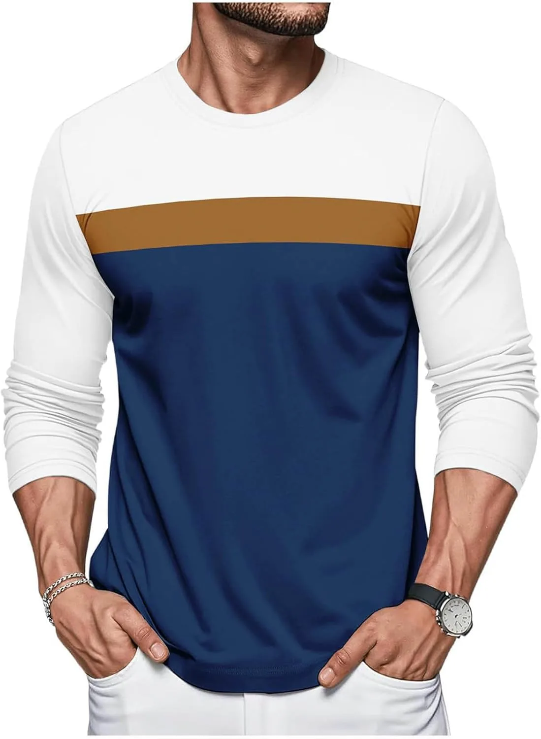 

Мужская футболка с длинным рукавом Color Block Sdeycui