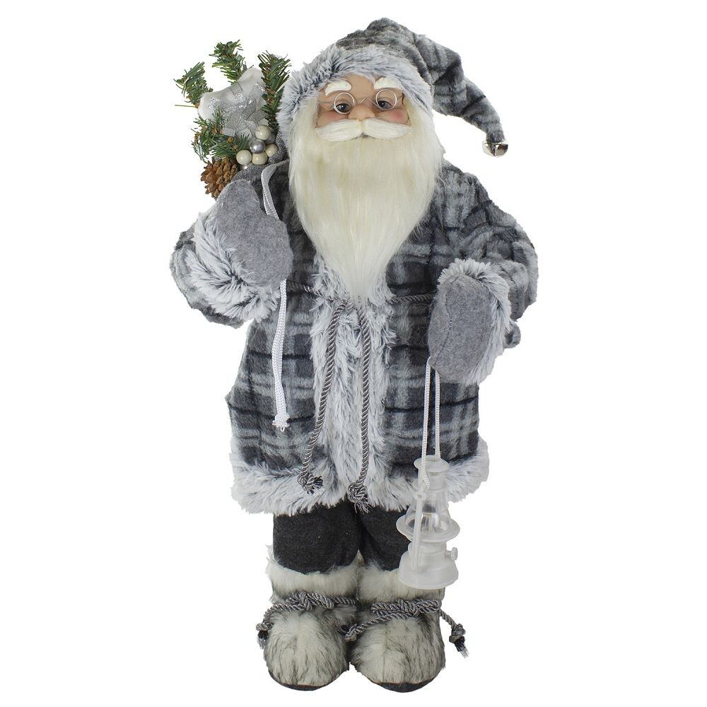 

2-футовая рождественская фигура Санты с фонарем Christmas Central, серый
