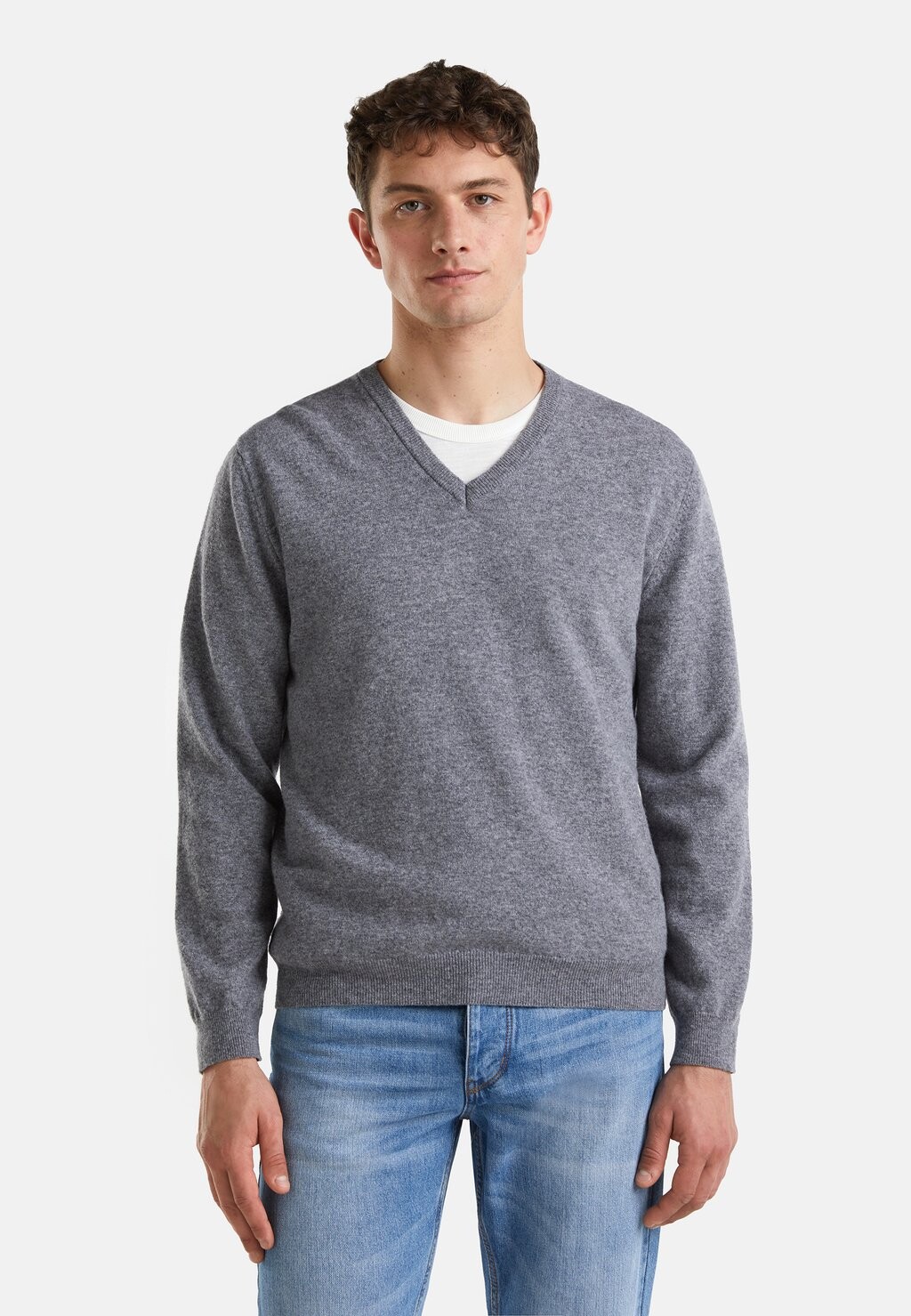 

Джемпер MERINO V NECK STRICKPULLOVER United Colors of Benetton, серый