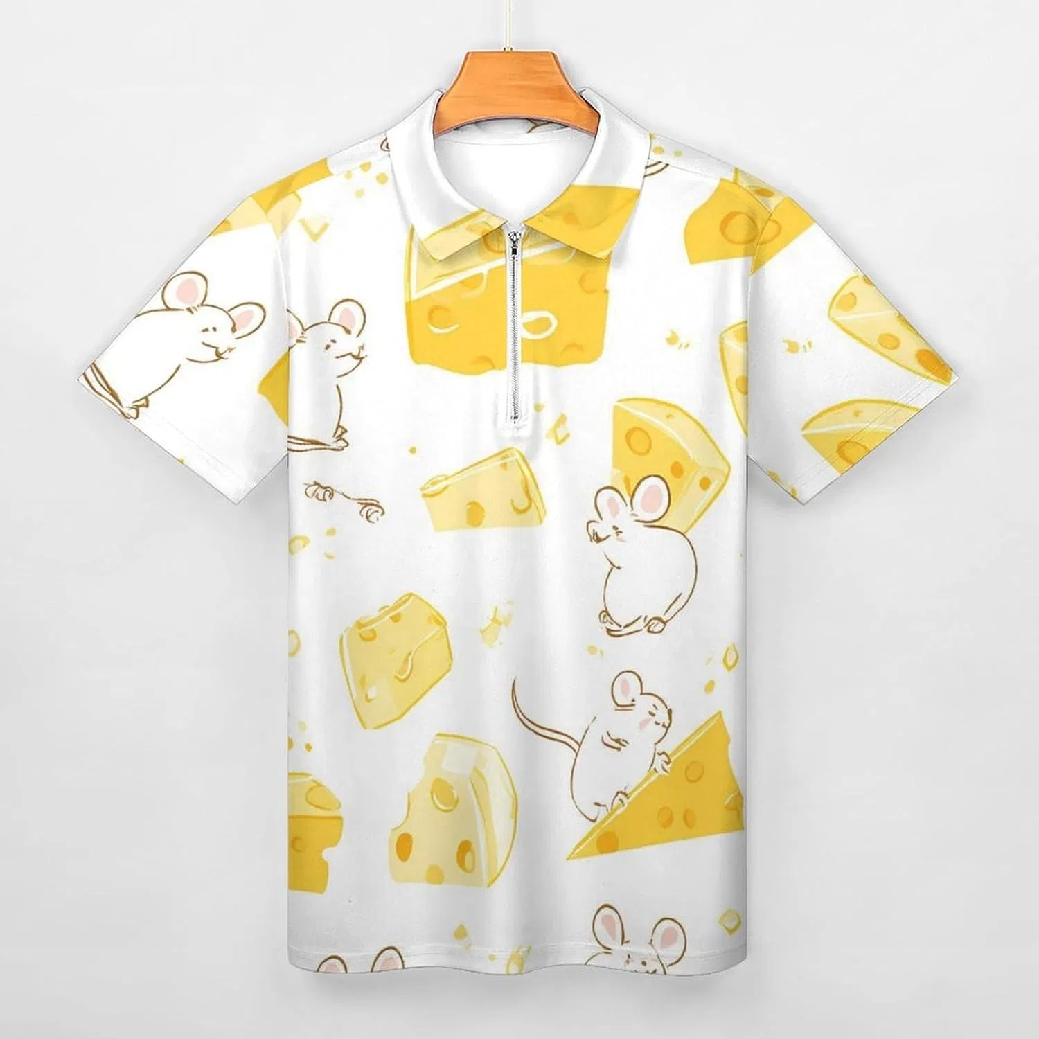 Мужское поло с коротким рукавом, полузастежка на молнии, бренд Generic, Style — фото 3
