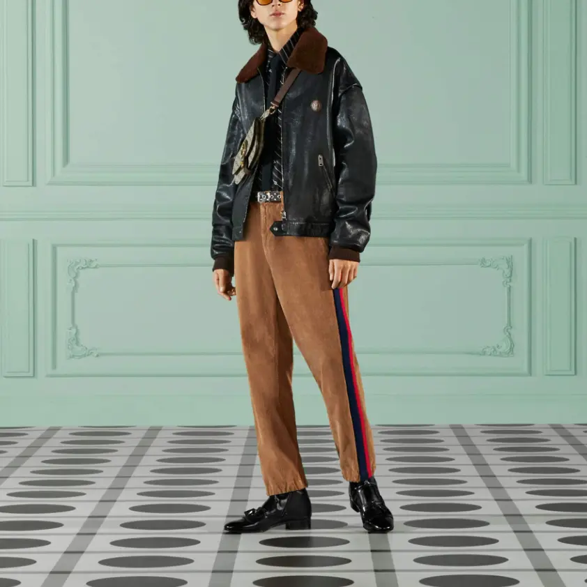 Брюки мужские Gucci Logo Patch, бежевый — фото 2