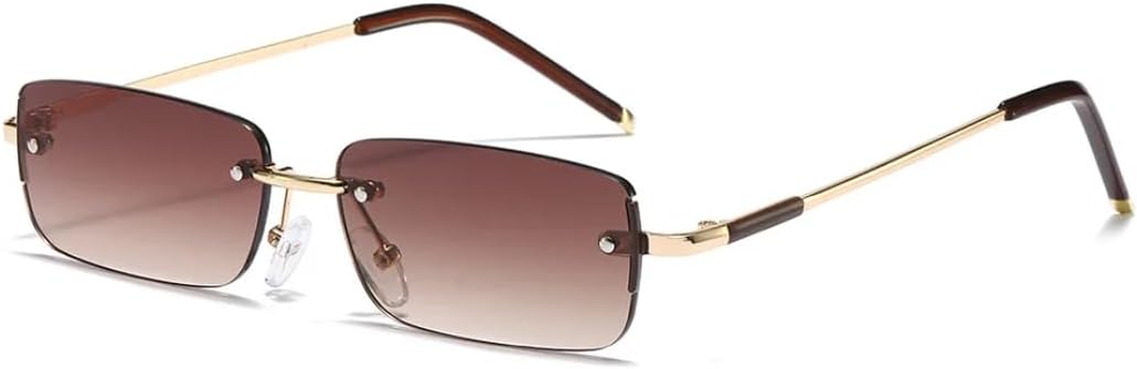 

Модные женские солнцезащитные очки в винтажном стиле, без оправы, с градиентными линзами, мужские солнцезащитные очки с защитой от УФ-излучения UV400 SZVVBKK, Gold Tea