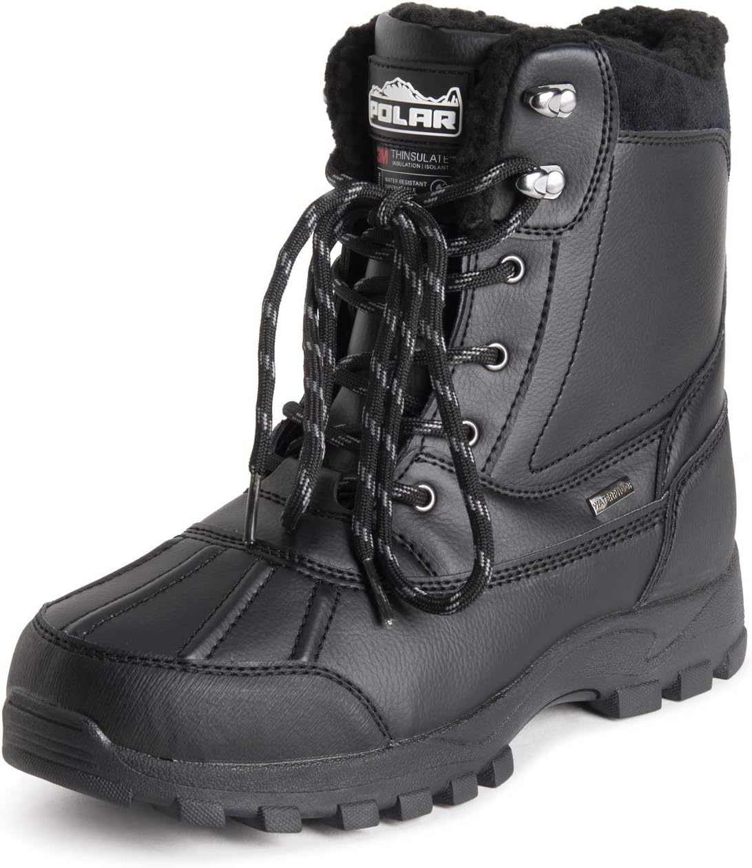 

Мужские зимние ботинки POLAR с утеплителем Thinsulate, полностью подкладкой, водонепроницаемые, с прочной подошвой с глубоким протектором, термозащитой для дождя и снега, черный
