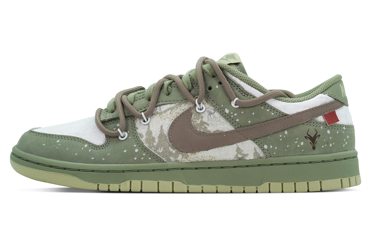 

Кроссовки Nike Dunk Skateboarding Shoes Men Low-top Green/white/brown, зеленый
