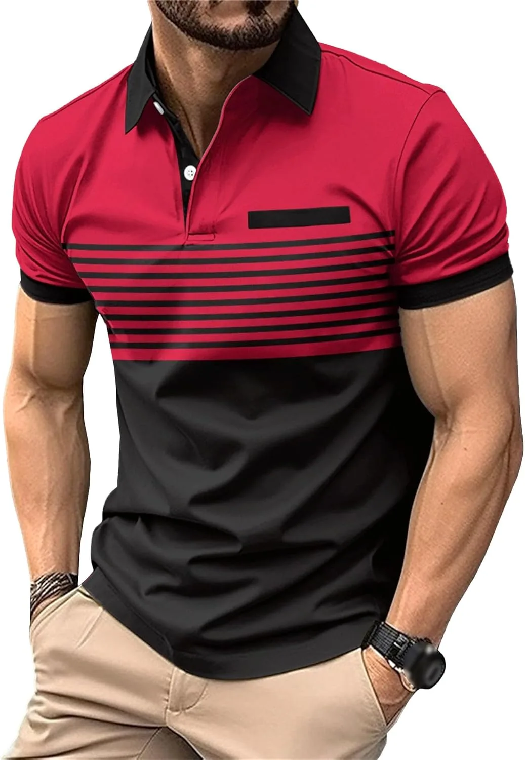 

Мужская футболка с цветными блоками Slim Fit VgueElegc