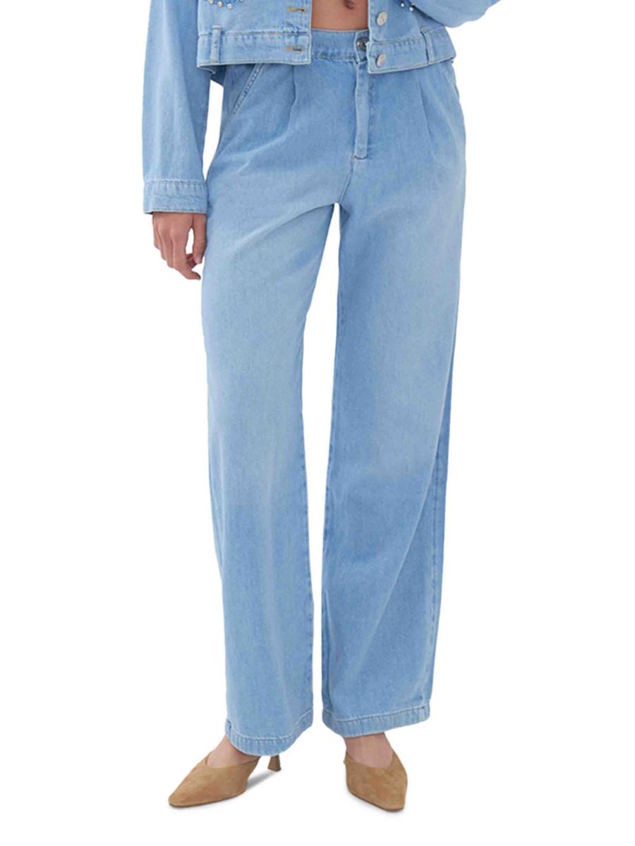 

Джинсы с высокой талией и плиссировкой, широкие Nocturne, цвет Ice Blue