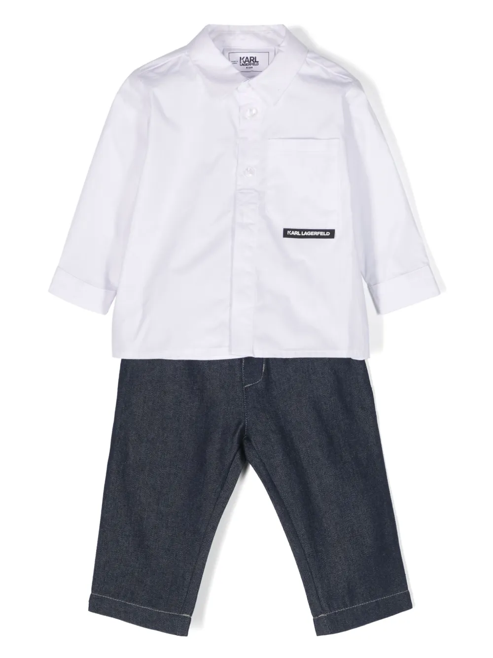 

Комплект из рубашки и брюк с логотипом KARL LAGERFELD KIDS, белый