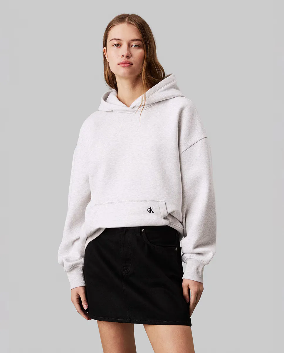 

Женская толстовка с капюшоном и карманом-кенгуру Calvin Klein Jeans, светло-серый