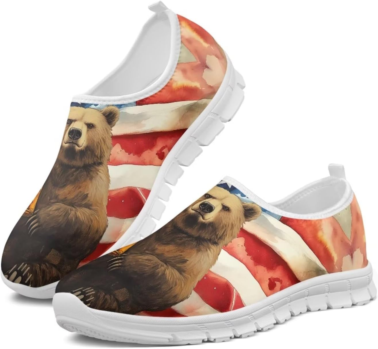 

Мужские слипоны кроссовки повседневные для путешествий и прогулок, плоские, противоскользящие, для активного отдыха и бега, низкие лоферы, размеры США 5-14 Qoiuvncy, Bear With Beer