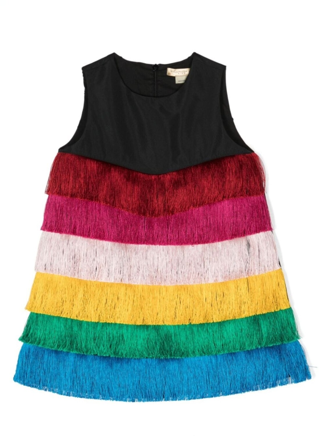 

Stella McCartney Kids ярусное платье мини с бахромой, черный