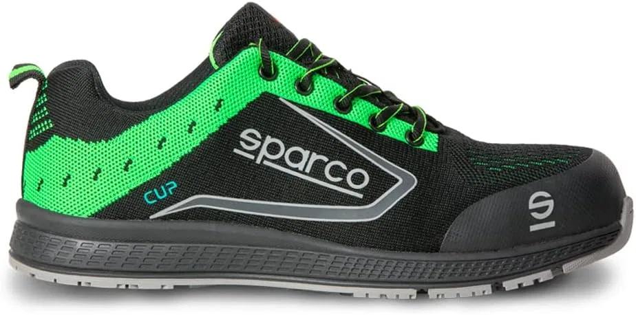 Защитная обувь SPARCO Unisex Lightweight Safety Shoes Practice S1P Keke, черно-зеленая, размер 46 EU
