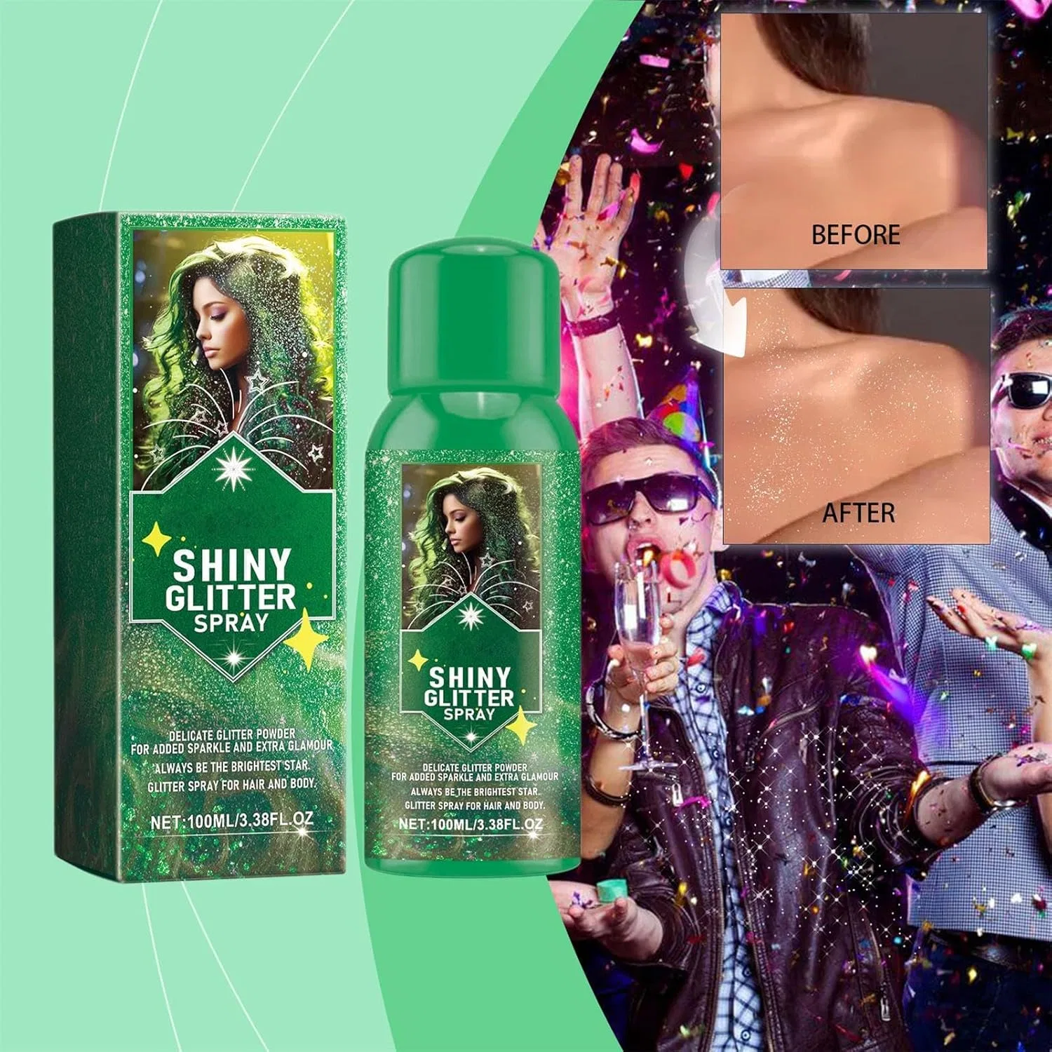 Спрей-блеск с блестками Shiny Glitter Hairspray, 100 мл — фото 2