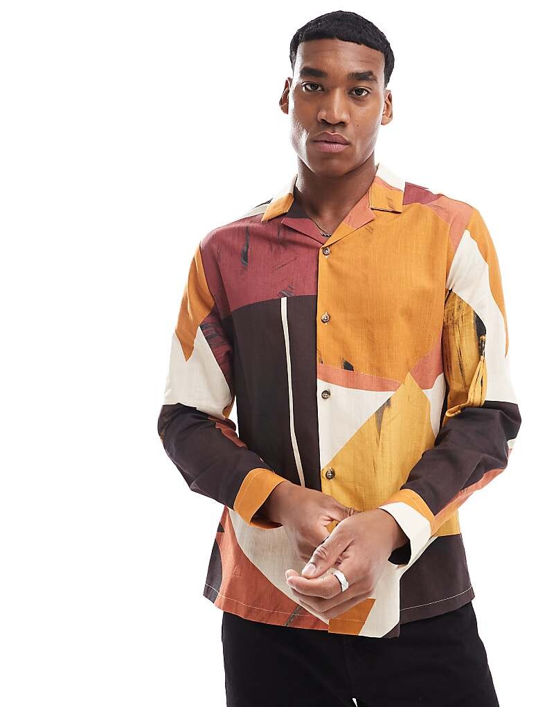 

Красная непринужденная рубашка с абстрактным принтом ASOS DESIGN